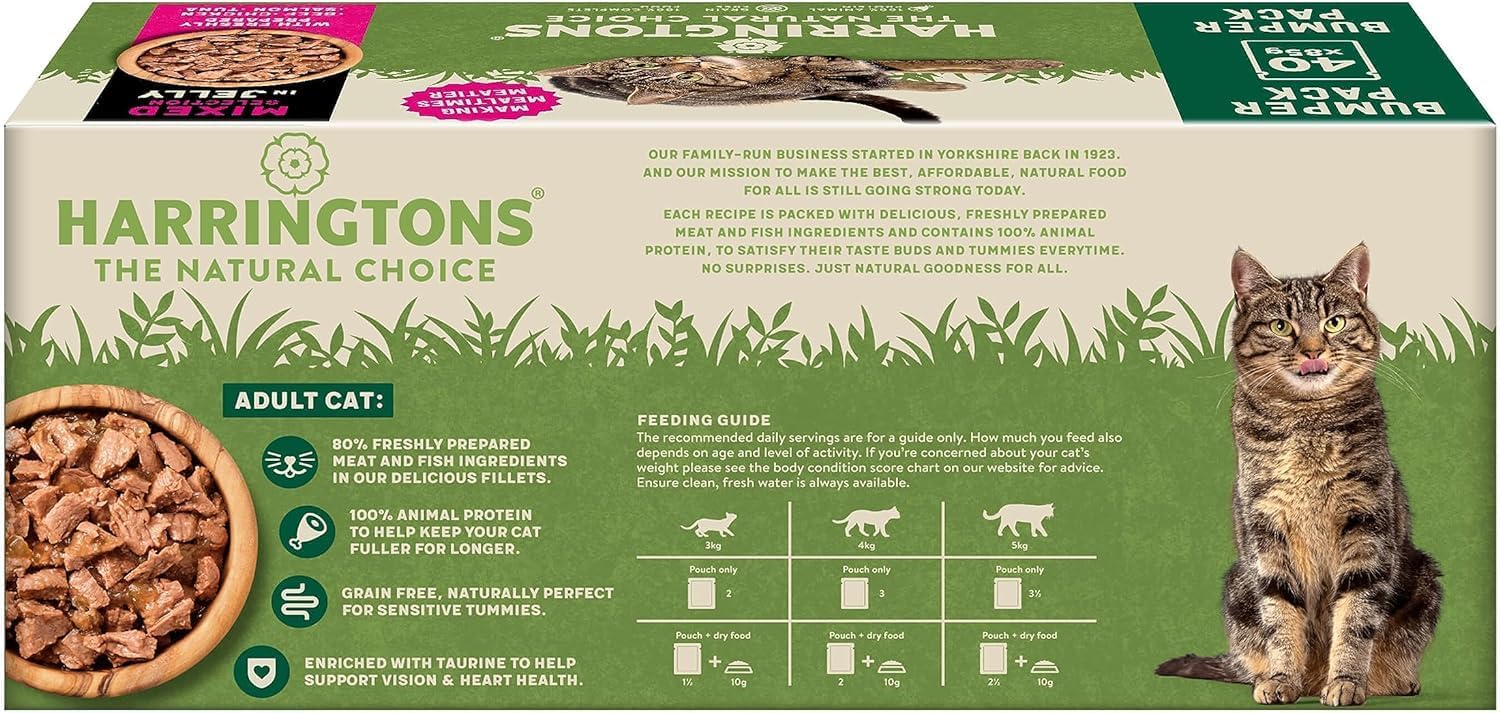 harringtons complete wet pouch grain free hypoallergenic adult cat food mixed in jelly pack 40x85g harringtons complete wet pouch grain free hypoallergenic adult cat food mixed in jelly pack 40x85g