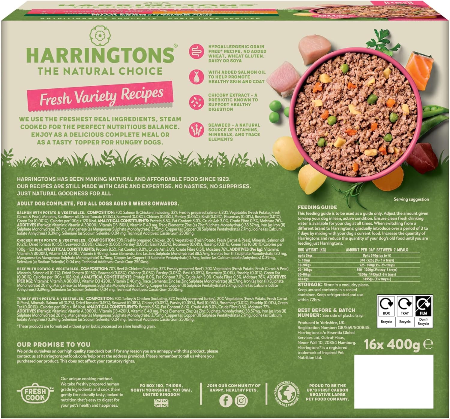 harringtons complete wet tray grain free hypoallergenic adult dog food variety bumper pack 16x400g harringtons complete wet tray grain free hypoallergenic adult dog food variety bumper pack 16x400g