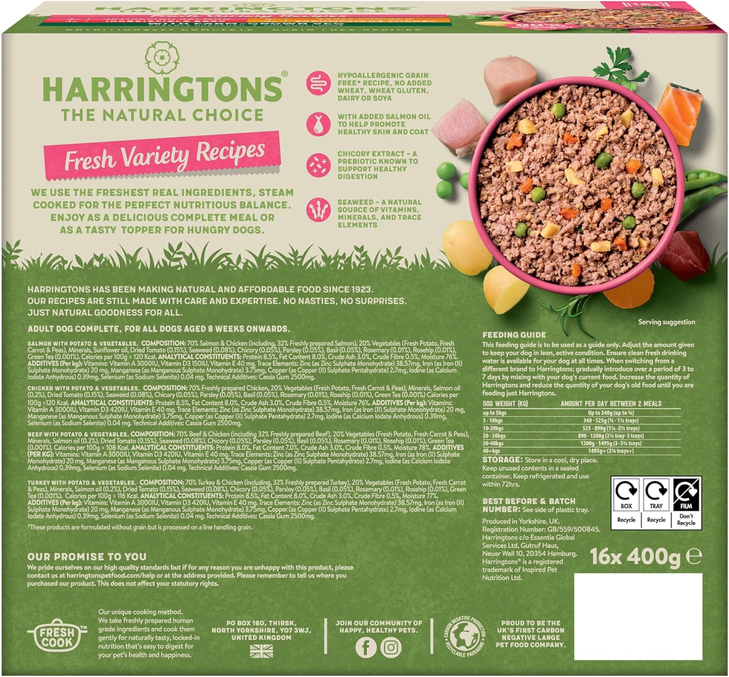 harringtons complete wet tray grain free hypoallergenic adult dog food variety bumper pack 16x400g harringtons complete wet tray grain free hypoallergenic adult dog food variety bumper pack 16x400g
