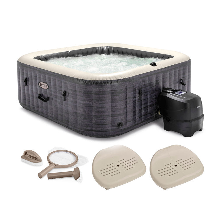intex 6 – person 170 – jet square inflatable hot tub in gray