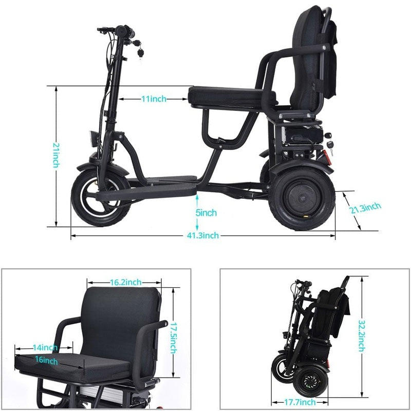 mototec folding mobility electric trike 48v 700w dual motor lithium black mototec folding mobility electric trike 48v 700w dual motor lithium black