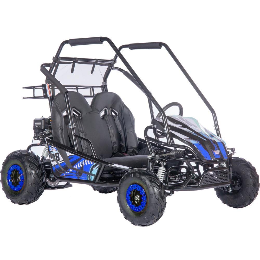 mototec mud monster xl 212cc 2 seat go kart full suspension blue