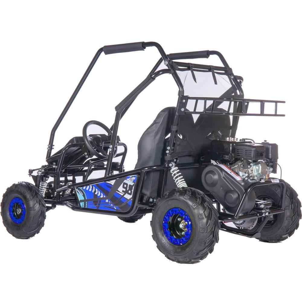 mototec mud monster xl 212cc 2 seat go kart full suspension blue