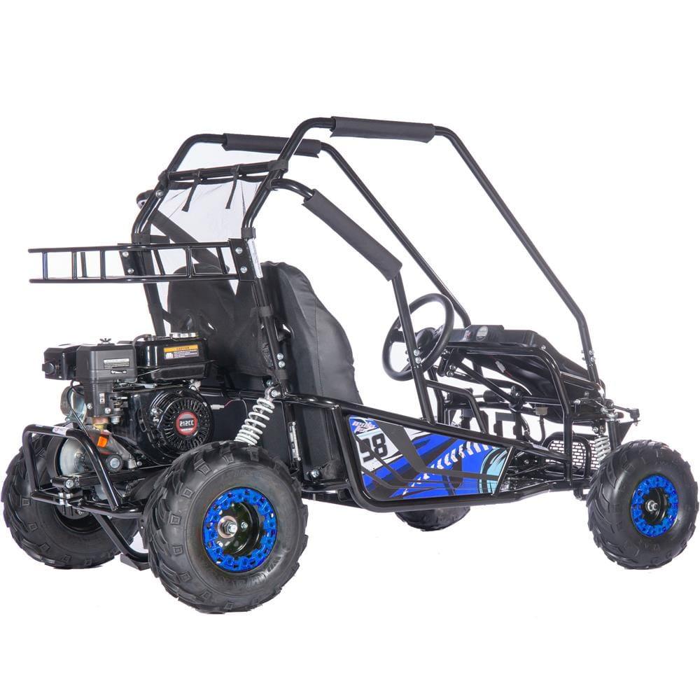 mototec mud monster xl 212cc 2 seat go kart full suspension blue