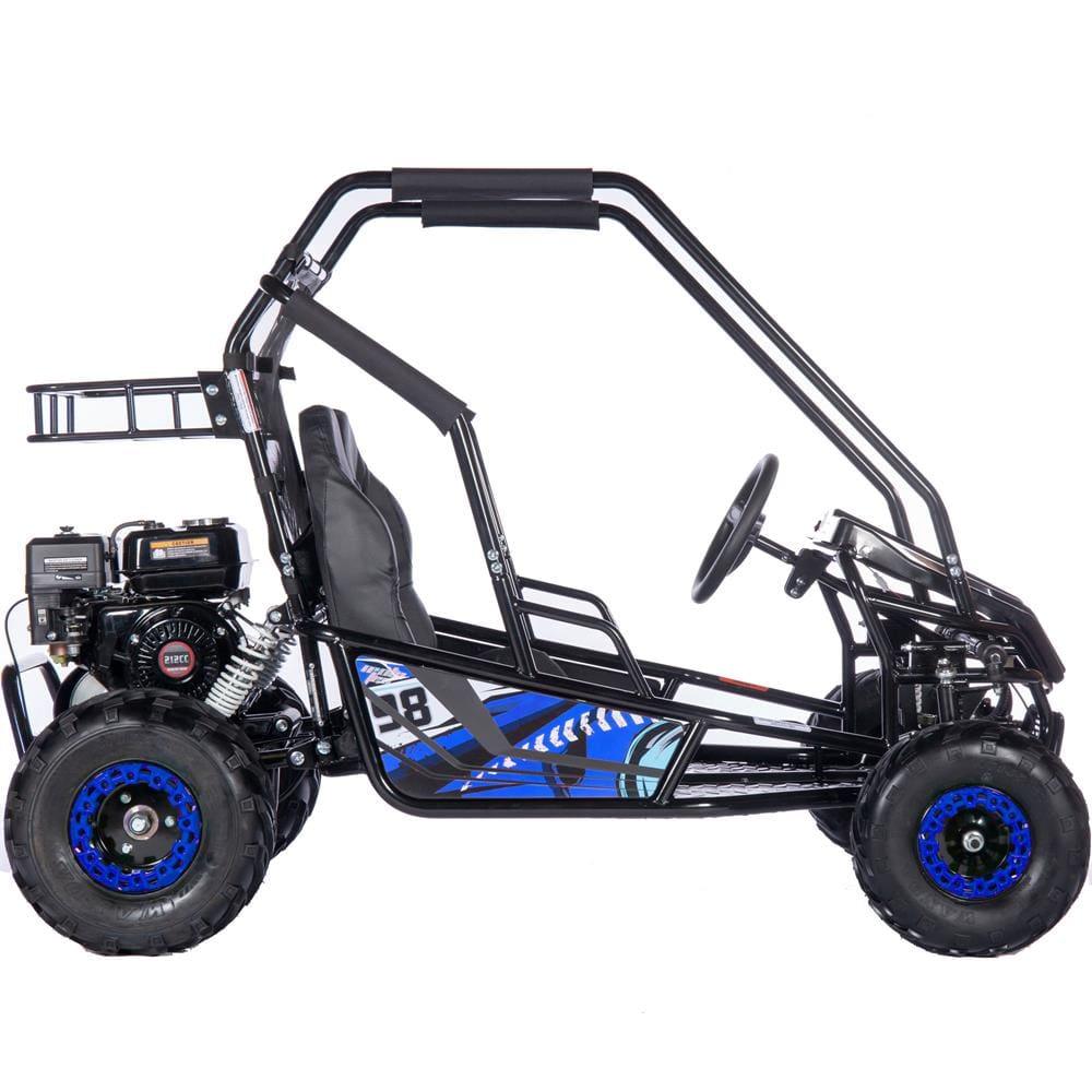 mototec mud monster xl 212cc 2 seat go kart full suspension blue