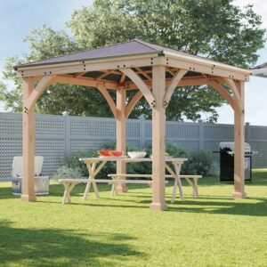 meridian solid wood patio gazebo 10 ft. w x 10 ft. d