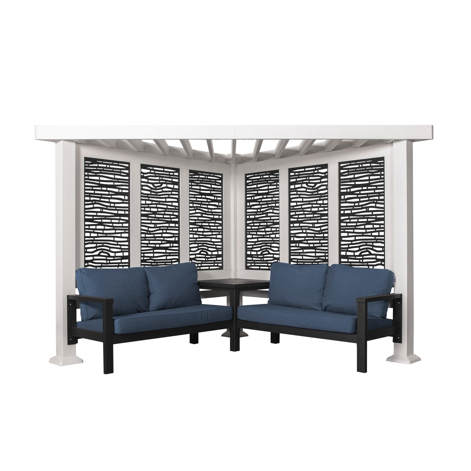 ridgedale modern steel cabana pergola with conversational seating ridgedale modern steel cabana pergola with conversational seating