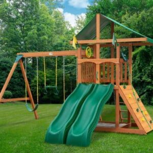 outing w/ dual slides swing set