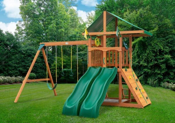 outing w/ dual slides swing set outing w/ dual slides swing set