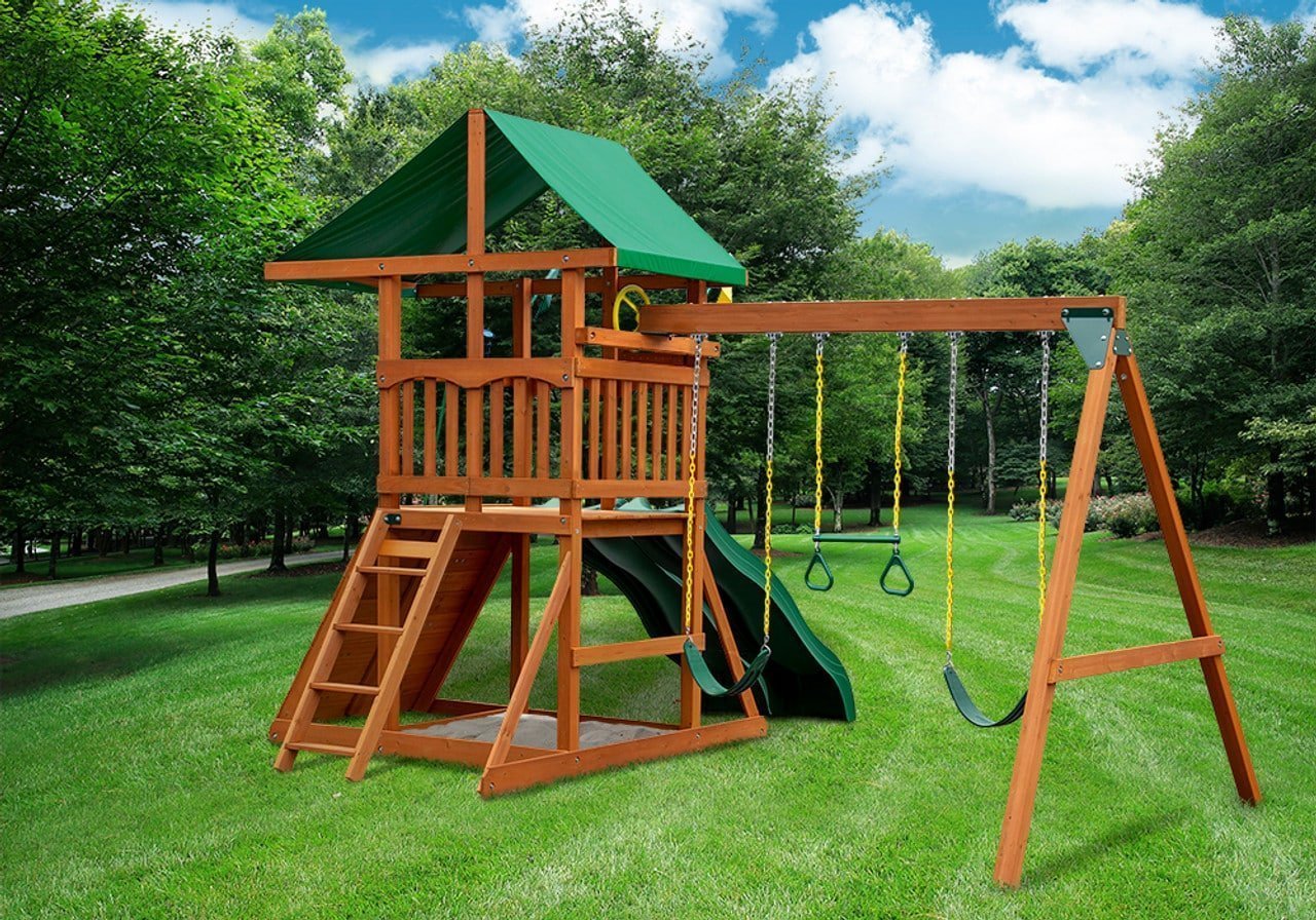 outing w/ dual slides swing set outing w/ dual slides swing set