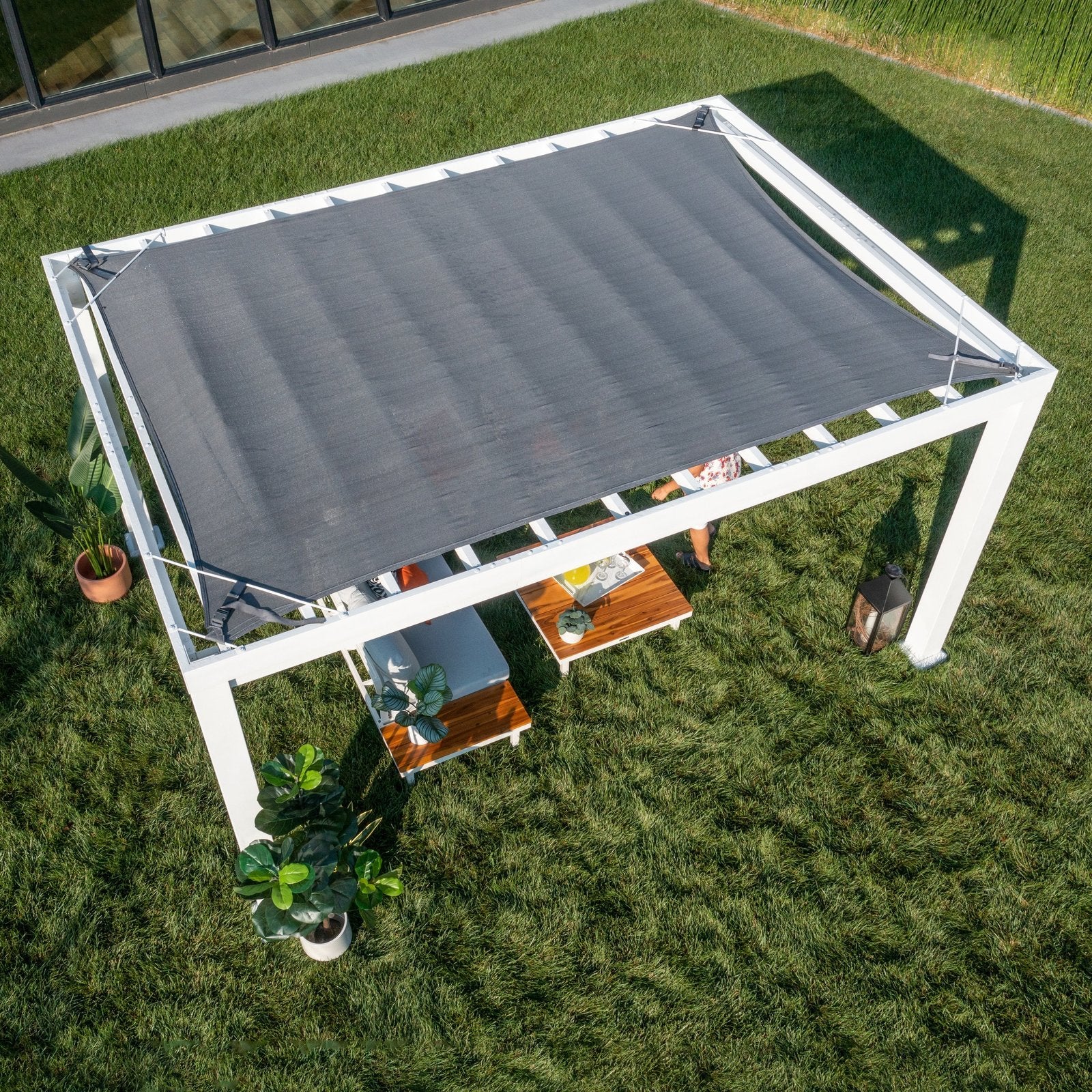 14×12 windham modern steel pergola with sail shade soft canopy 14×12 windham modern steel pergola with sail shade soft canopy