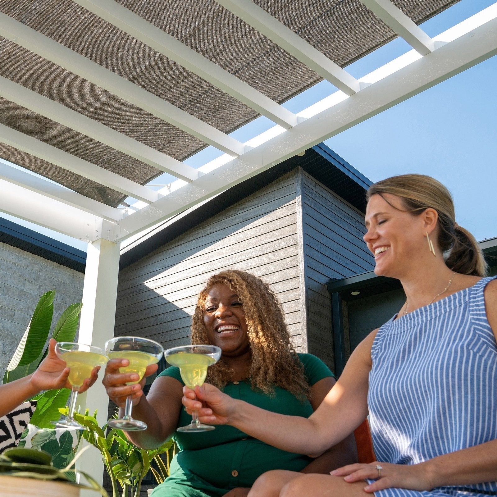 14×12 windham modern steel pergola with sail shade soft canopy 14×12 windham modern steel pergola with sail shade soft canopy