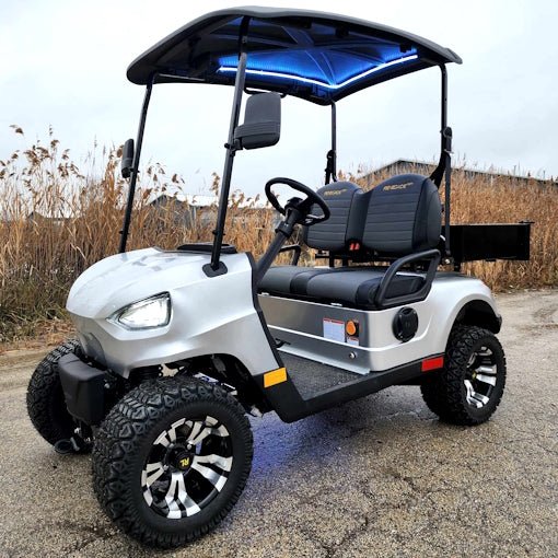 48v electric golf cart 2 seater renegade light edition utility golf utv w/utility box – silver