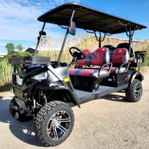 48v electric golf cart 6 seater lifted renegade+ edition utility golf utv compare to coleman kandi 6p – black