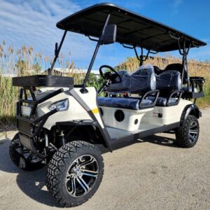 48v electric golf cart 6 seater lifted renegade+ edition utility golf utv compare to coleman kandi 6p – white