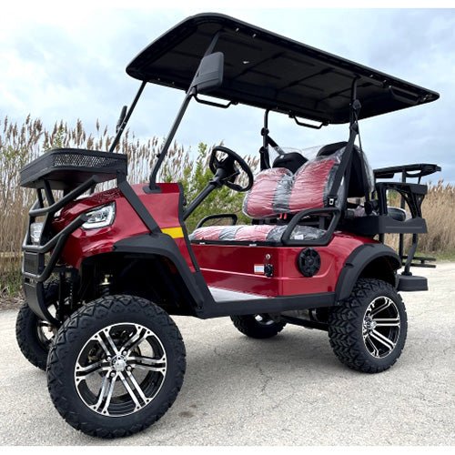 48v electric golf cart 4 seater lifted renegade+ edition utility golf utv compare to coleman kandi 4p – red