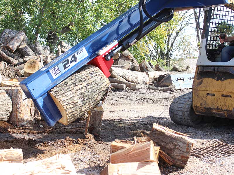 24 ton iron & oak upside down skid steer log splitter attachment (smh2419)