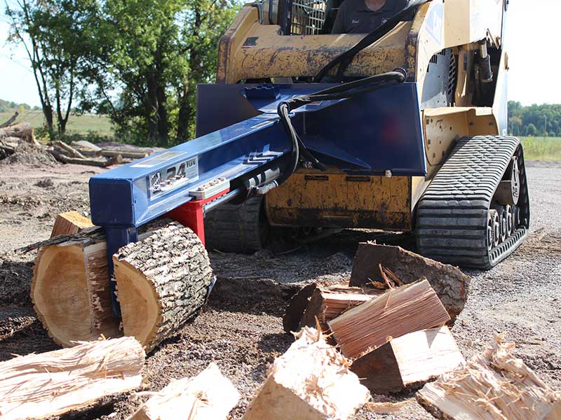24 ton iron & oak upside down skid steer log splitter attachment (smh2419)