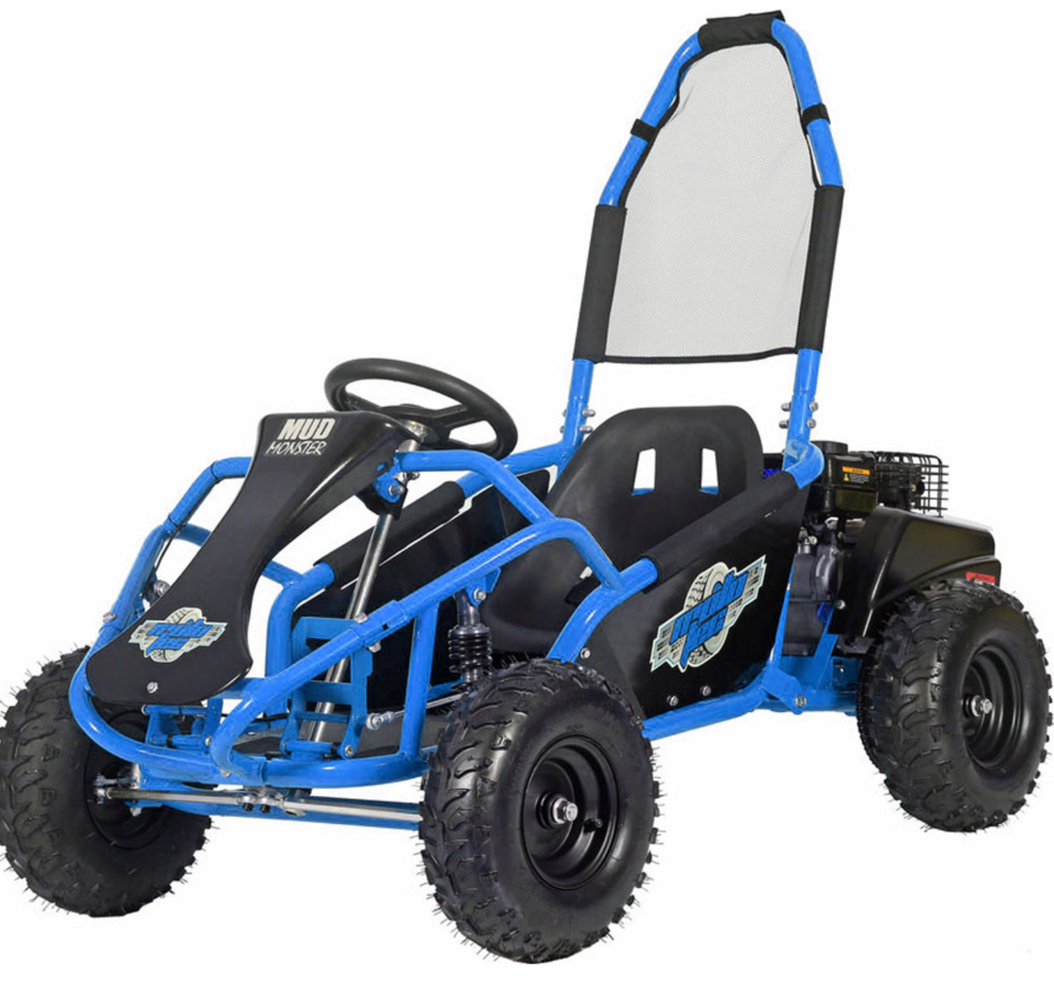 mototec mud kids gas powered 98cc go kart full suspension