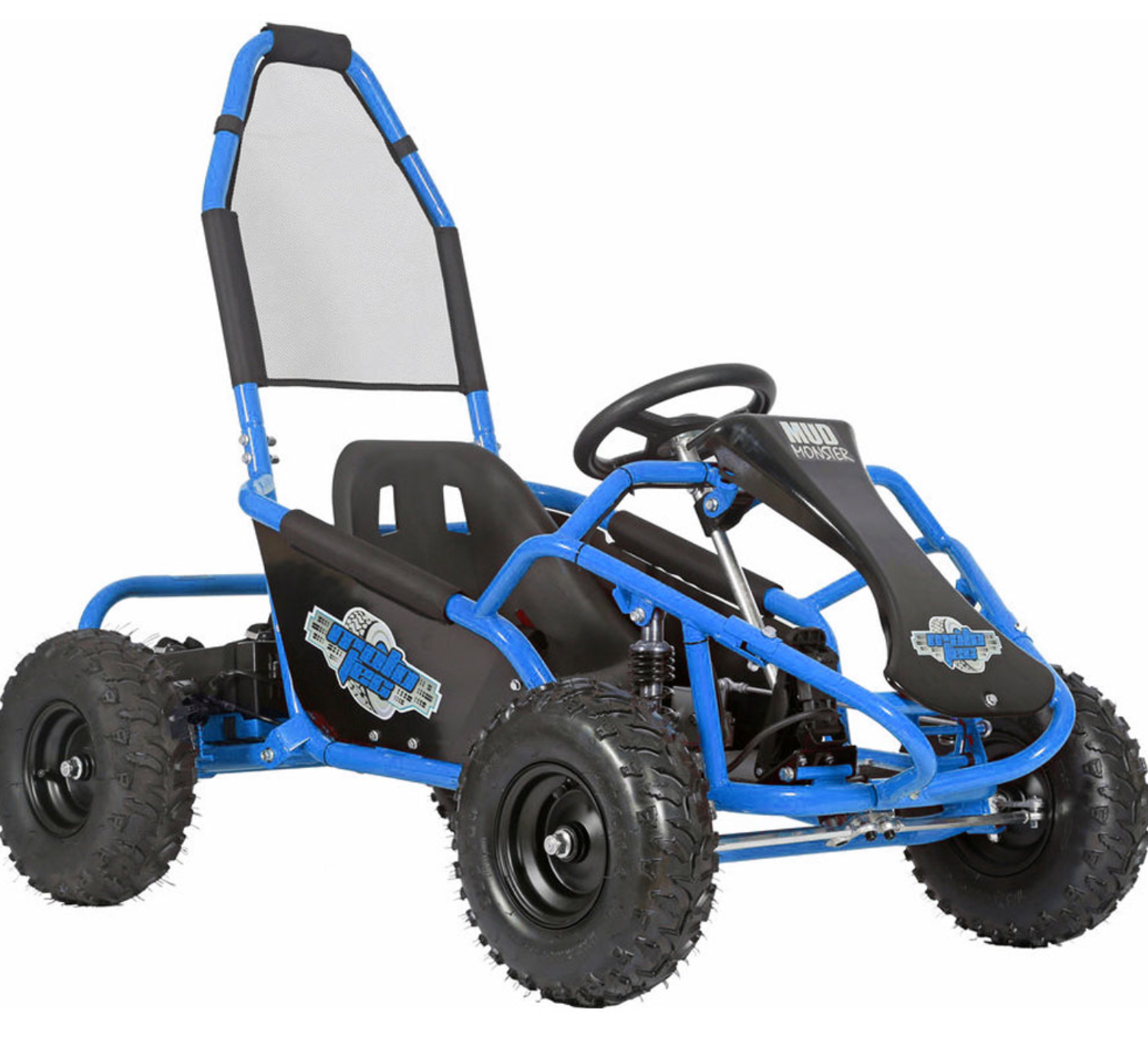 mototec mud kids gas powered 98cc go kart full suspension