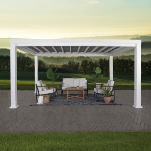 14×12 windham modern steel pergola with sail shade soft canopy