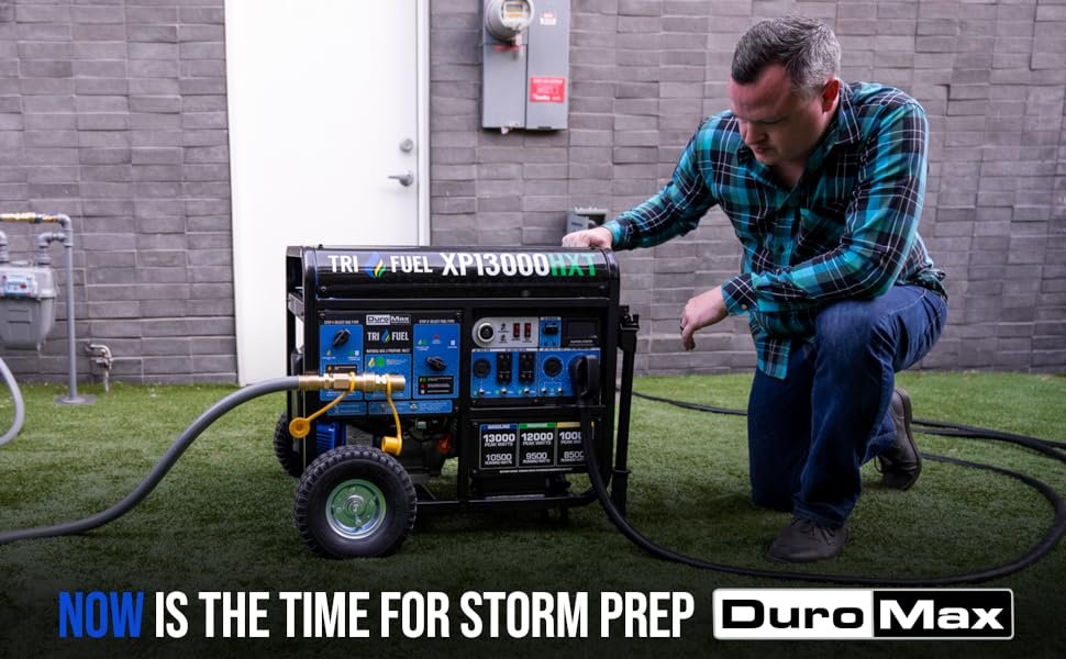 DuroMax 13000 Watt, Tri Fuel Portable Generator, w/ CO Alert XP13000HXT