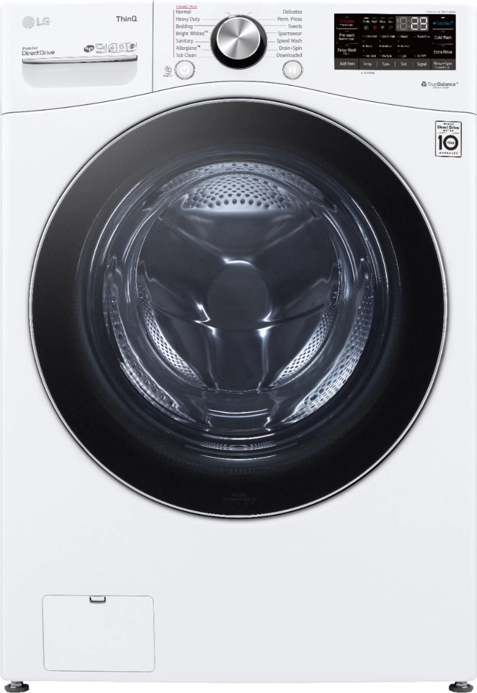 lg – 5.0 cu. ft. high efficiency stackable smart front load washer with steam and built in intelligence – white lg – 5.0 cu. ft. high efficiency stackable smart front load washer with steam and built in intelligence – white