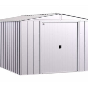 arrow 10×14 classic steel storage shed kit – flute gray