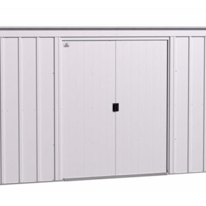 arrow 10×4 classic steel storage shed kit – flute gray