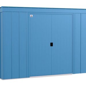 arrow 10×4 classic steel storage shed kit – blue gray