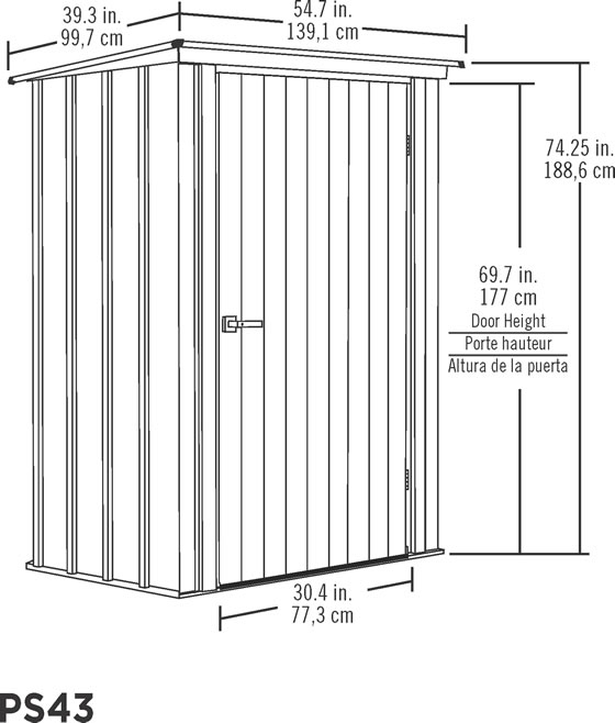Arrow 4x3 Spacemaker Patio Shed Kit Measurements Diagram Arrow 4x3 Spacemaker Patio Shed Kit Measurements Diagram