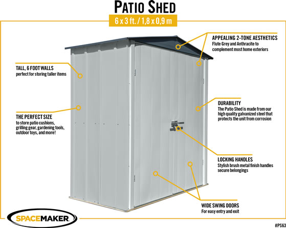 Arrow 6x3 Spacemaker Patio Shed Kit Features & Benefits Arrow 6x3 Spacemaker Patio Shed Kit Features & Benefits