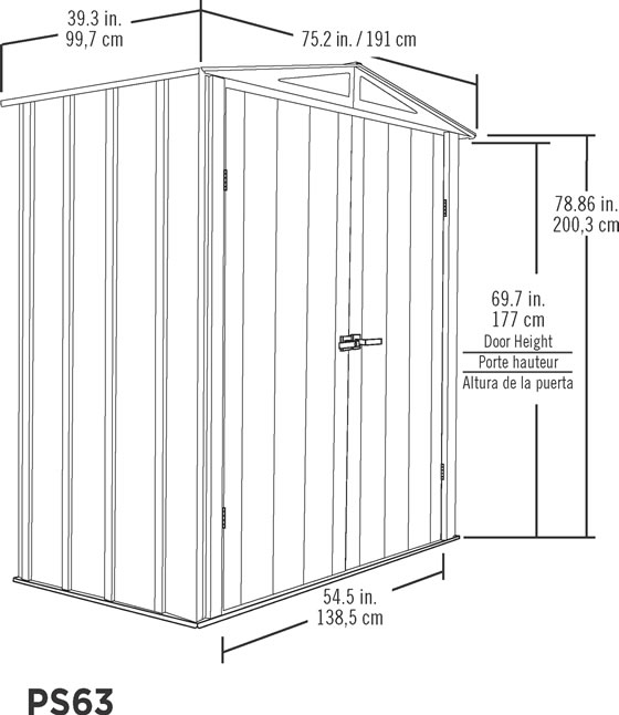 Arrow 6x3 Spacemaker Patio Shed Kit Measurements Diagram Arrow 6x3 Spacemaker Patio Shed Kit Measurements Diagram