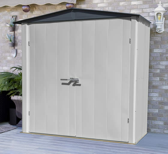 Arrow 6x3 Spacemaker Patio Shed Kit Assembled On Home Deck Arrow 6x3 Spacemaker Patio Shed Kit Assembled On Home Deck