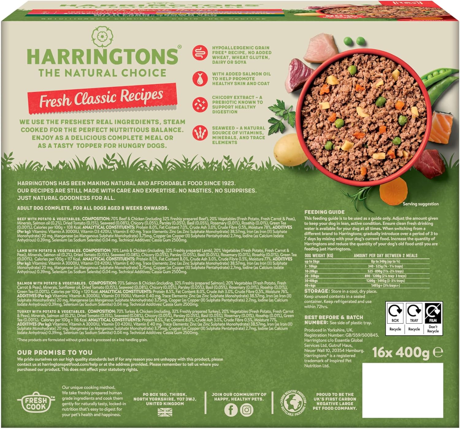 harringtons complete wet tray grain free hypoallergenic adult dog food classics bumper pack 16x400g harringtons complete wet tray grain free hypoallergenic adult dog food classics bumper pack 16x400g