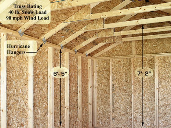 View the inside of the 2x4 wood stud Brandon Shed View the inside of the 2x4 wood stud Brandon Shed