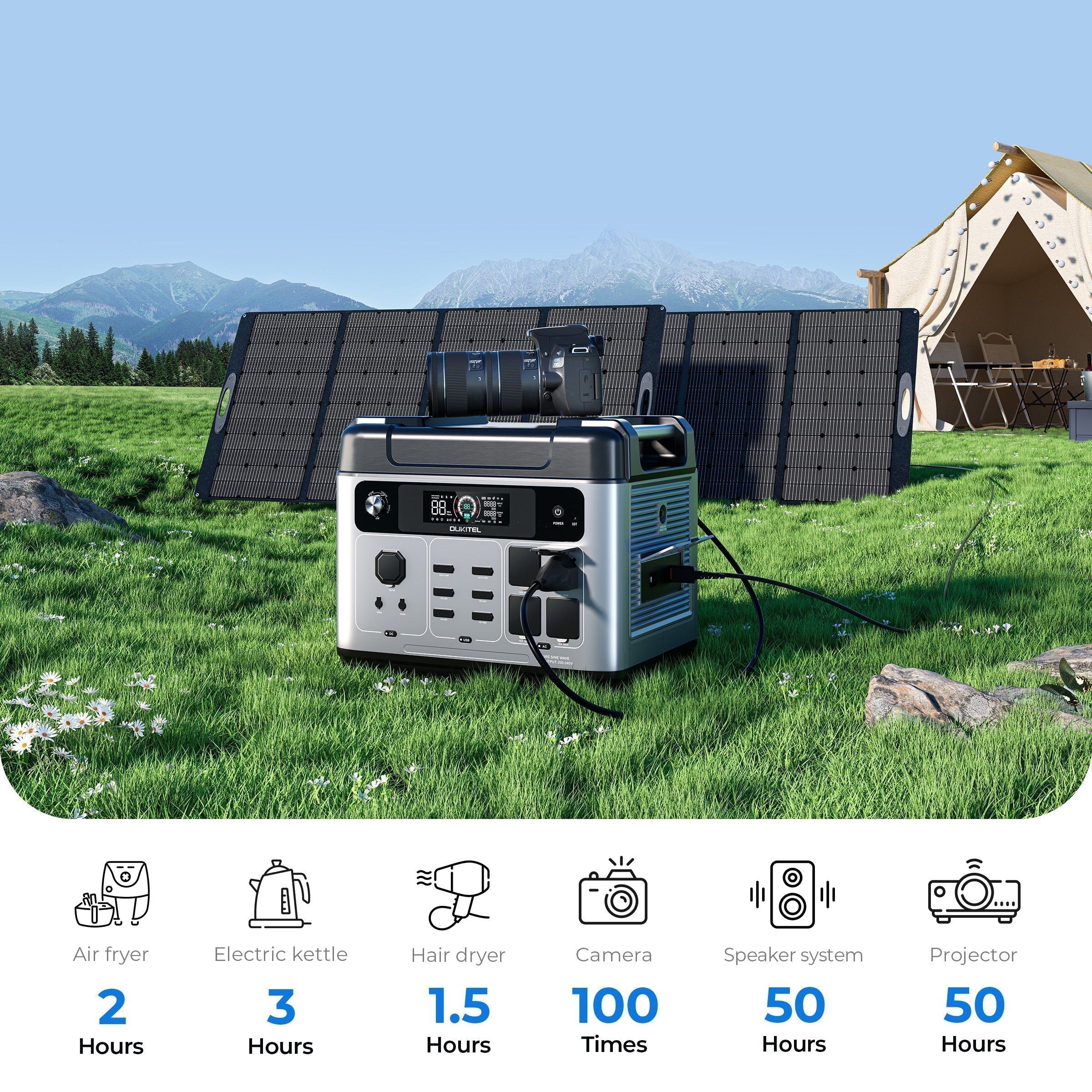 oukitel p2001 plus portable power station 2400w/2048wh