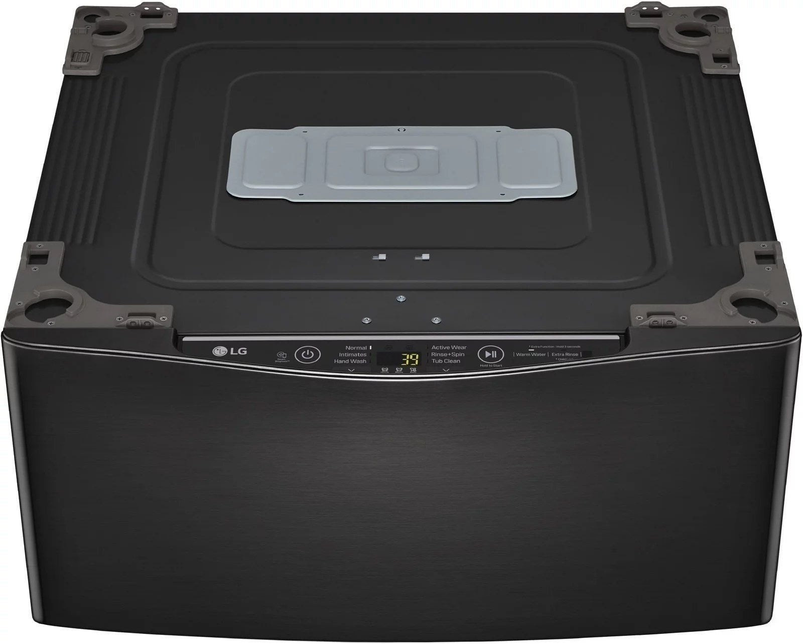 lg – sidekick 1.0 cu. ft. high efficiency smart top load pedestal washer with 3 motion technology – black steel
