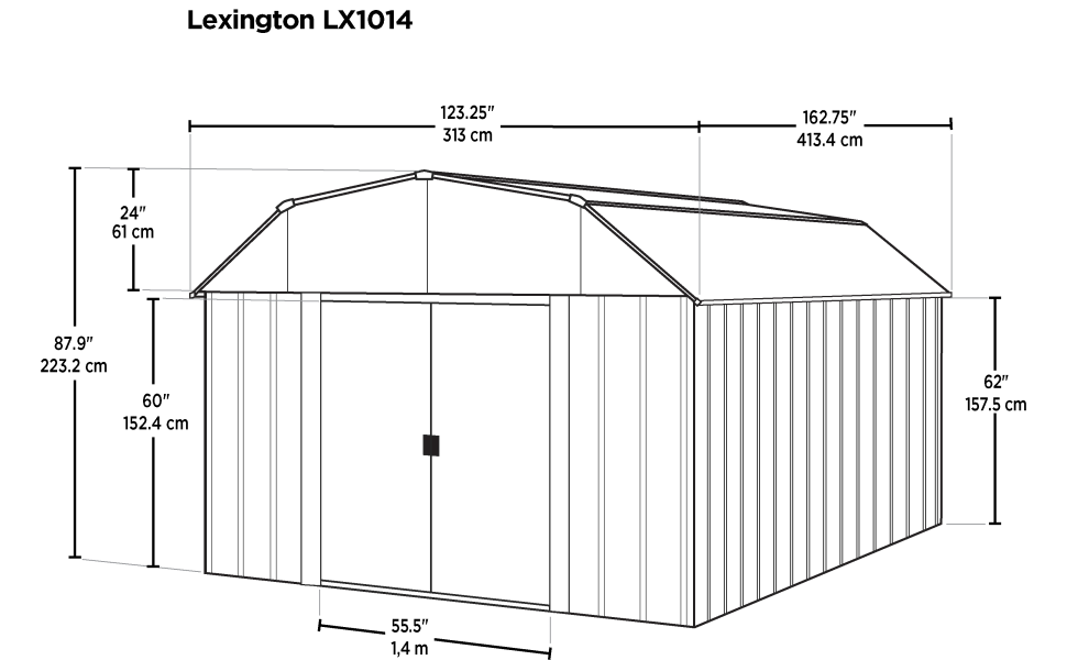 Arrow 10 ft x 14 ft Lexington Galvanized Steel Storage Shed D9