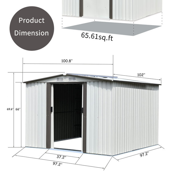 8ft. W x 8ft. D Metal Storage Shed 8ft. W x 8ft. D Metal Storage Shed