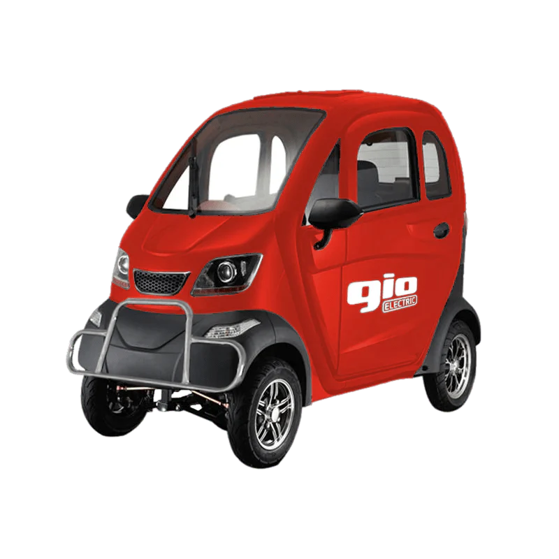 gio golf enclosed mobility scooter 60v 1200w, top speed 18mph, range up to 30 miles, backup camera, heater, fan, alarm, media center, 500lb load capacity