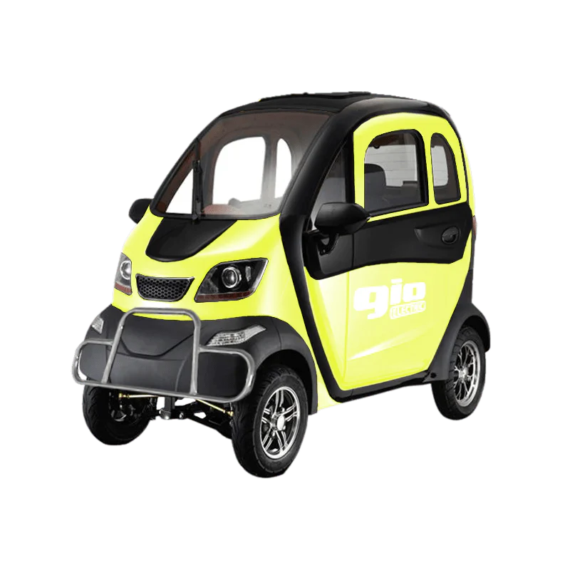 gio golf enclosed mobility scooter 60v 1200w, top speed 18mph, range up to 30 miles, backup camera, heater, fan, alarm, media center, 500lb load capacity