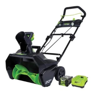 greenworks pro 80v 20 inch snow thrower with 2ah battery and charger