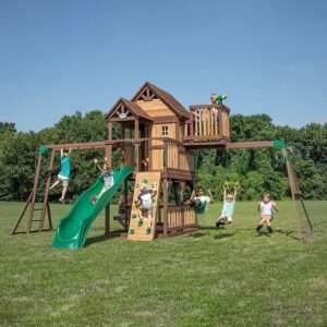 backyard discovery skyfort ii cedar swing set/playset