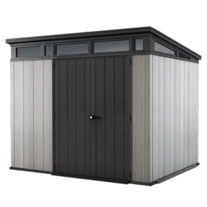 keter artisan 9×7 foot large outdoor shed with floor with modern design for patio furniture