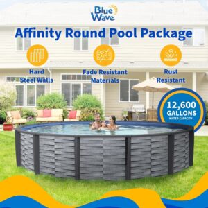 blue wave affinity 24 ft round 52 in deep 7 in top rail resin swimming pool package