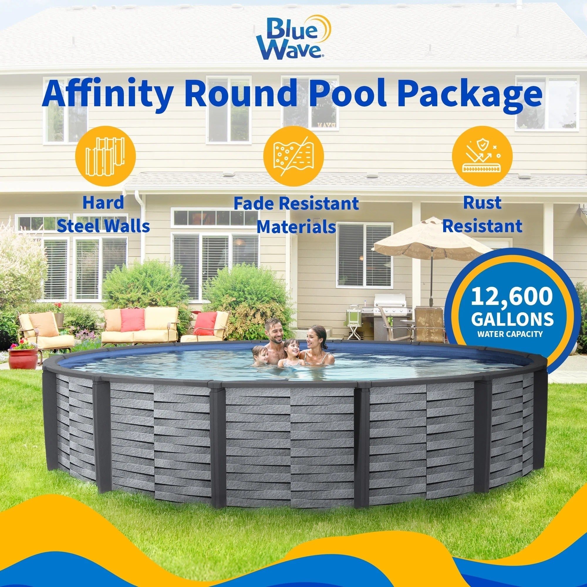 blue wave affinity 24 ft round 52 in deep 7 in top rail resin swimming pool package blue wave affinity 24 ft round 52 in deep 7 in top rail resin swimming pool package