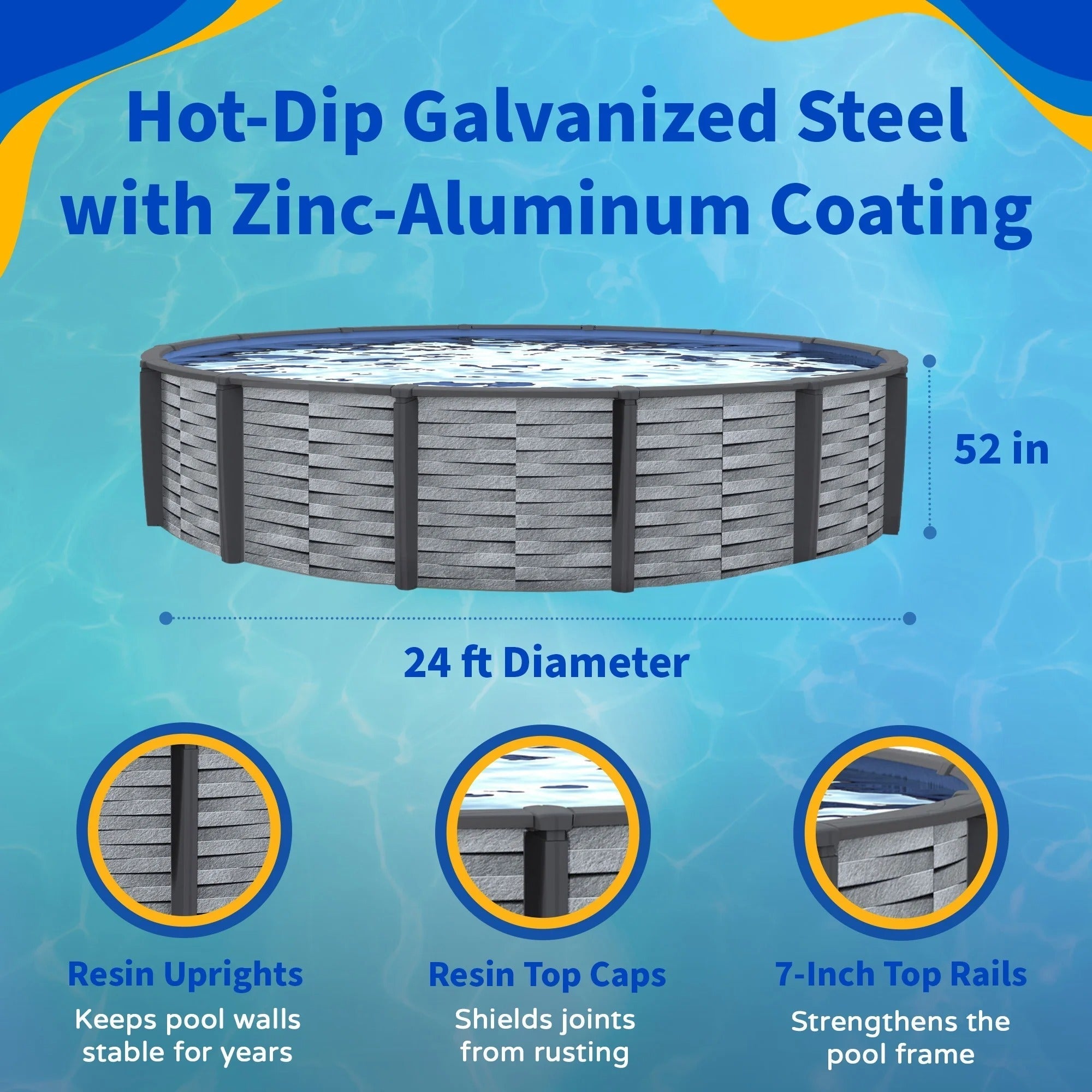 blue wave affinity 24 ft round 52 in deep 7 in top rail resin swimming pool package blue wave affinity 24 ft round 52 in deep 7 in top rail resin swimming pool package