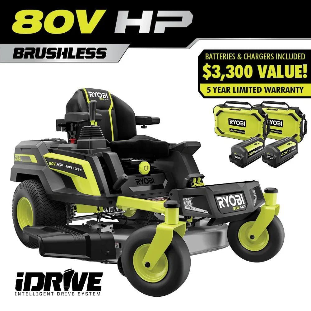 ryobi 80v hp brushless 42 in. battery electric cordless zero turn riding mower batteries and charger 80v batteries 40v ryobi 80v hp brushless 42 in. battery electric cordless zero turn riding mower batteries and charger 80v batteries 40v