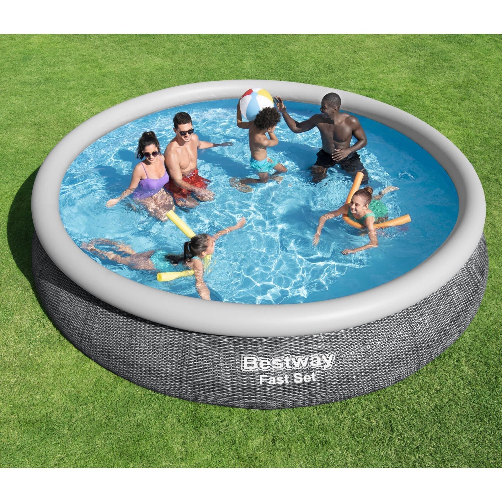 bestway fast set 15’x33″ round inflatable outdoor above ground swimming pool set bestway fast set 15’x33″ round inflatable outdoor above ground swimming pool set